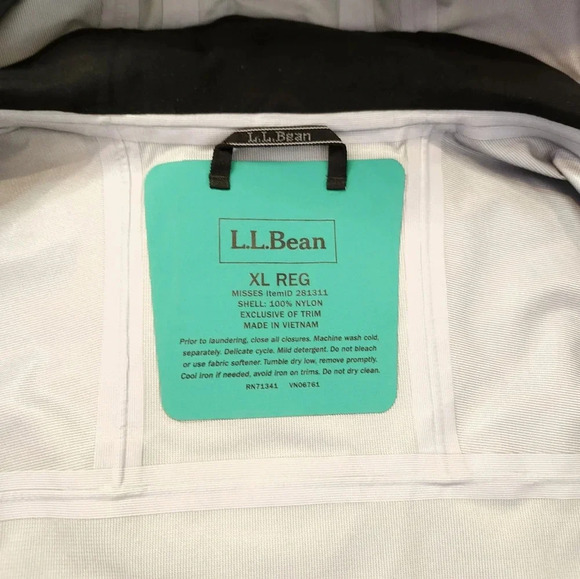 LL Bean Womens Trail Model Rain Jacket Hooded Green Size XL - Picture 6 of 8